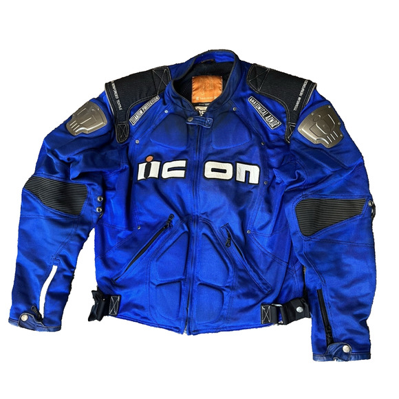 Icon TiMax Asphalt Tech Armored Motorcycle Jacket Men's XL in Blue - Picture 1 of 16